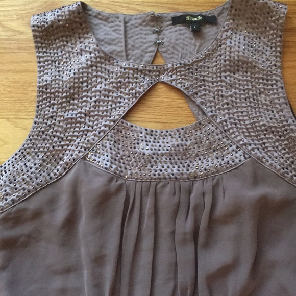 Black Embroidered Taupe Dress - Picture 2 of 5